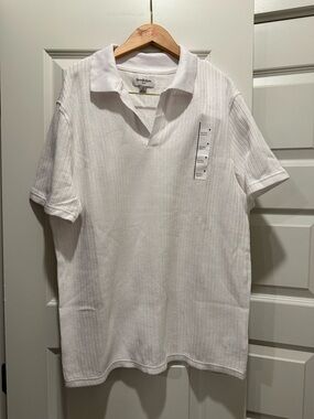 Goodfellow & Co Men’s White Short-Sleeve Polo with Ribbed Texture